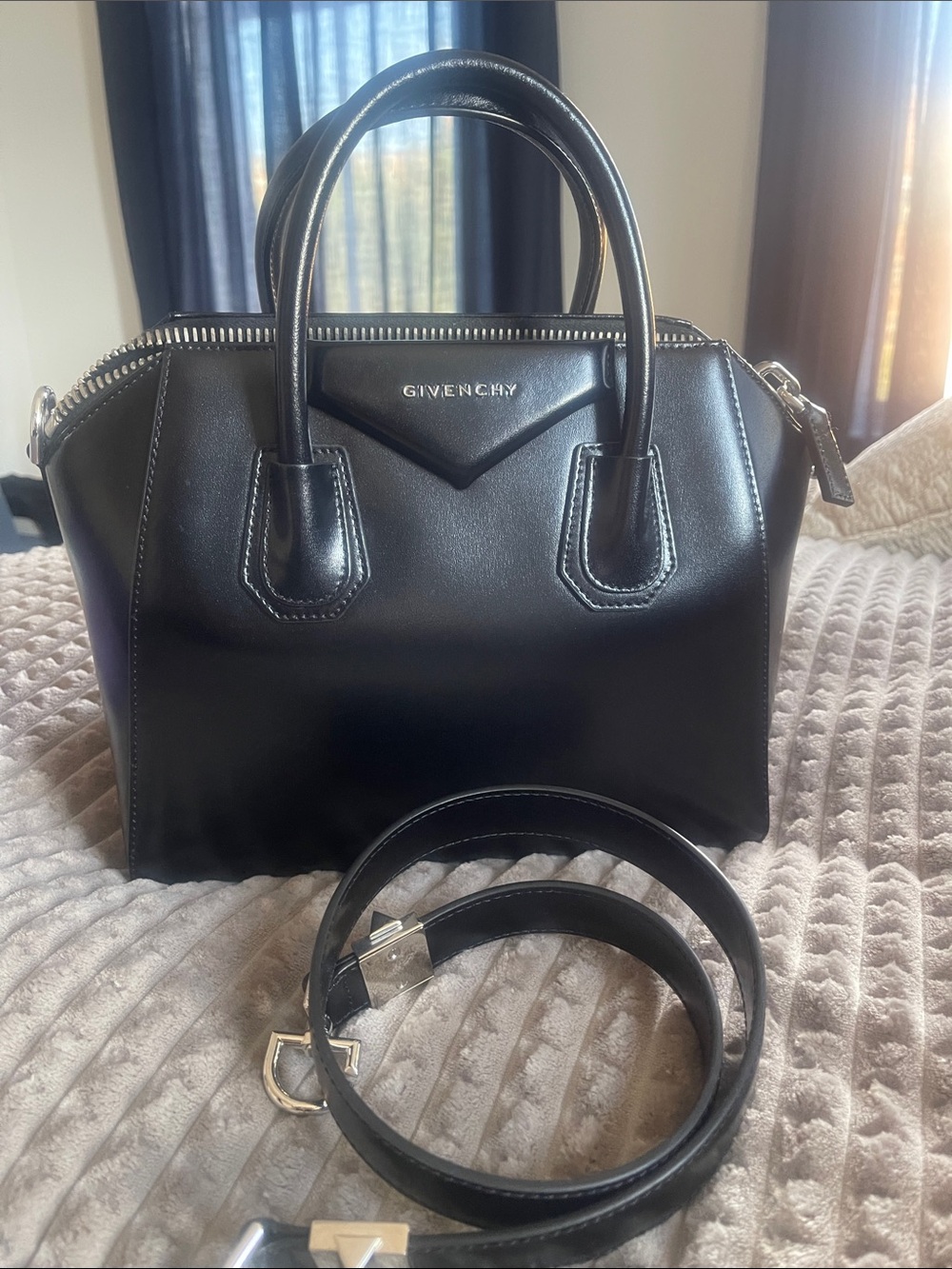 Givenchy Black Box Leather Antigona Satchel with Detachable Strap
